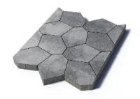 Тротуарная плитка Туртур, Гладкий, Антрацит, высота 80 мм (206*205*205*206*106*106; 205*206*106)
