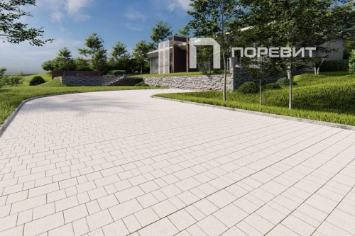 Тротуарная плитка Старый город, Гранит, Белый, высота 60 мм (160*160; 260*160; 160*100)