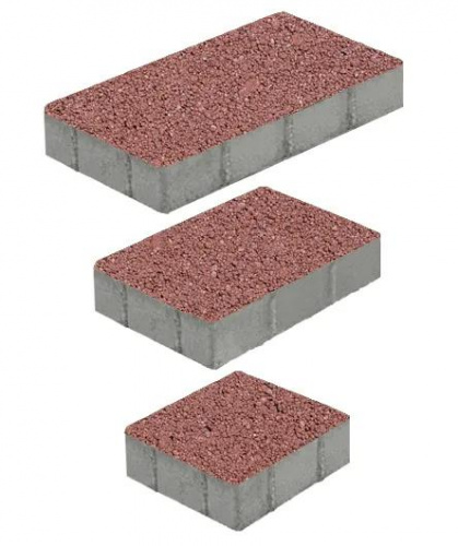 Тротуарная плитка ТРИО, Гладкий, Красный, высота 60 мм (600*300; 300*300; 450*300)