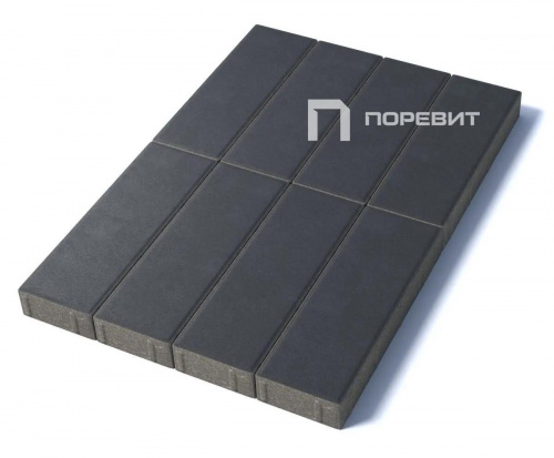 Тротуарная плитка Паркет, Гладкий, Черный, высота 80 мм (600*200)