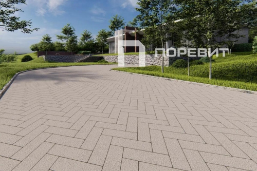 Тротуарная плитка Паркет, Гранит, Серый, высота 80 мм (600*200)