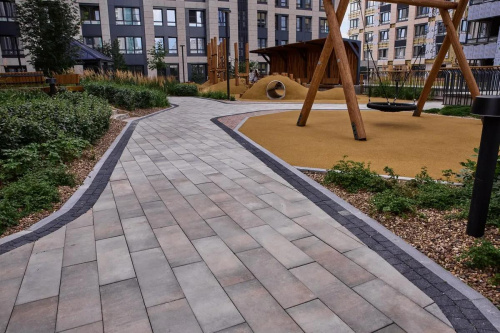 Тротуарная плитка Паркет, Искусственный камень, Шунгит, высота 80 мм (600*200)