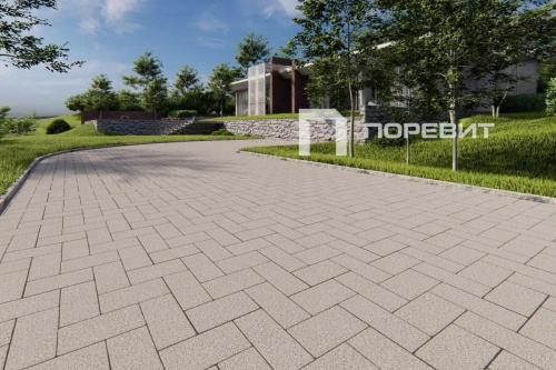 Тротуарная плитка Прямоугольник, Гранит, Серый, высота 80 мм (600*300)