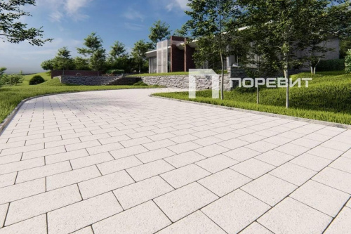 Тротуарная плитка Прямоугольник, Гранит, Белый, высота 80 мм (600*300)