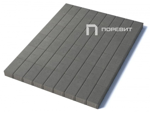 Тротуарная плитка Прямоугольник, Гладкий, Серый, высота 60 мм (100*200)
