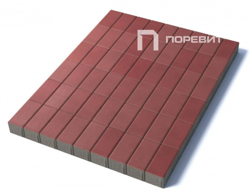 Тротуарная плитка Прямоугольник, Гладкий, Красный, высота 60 мм (100*200)