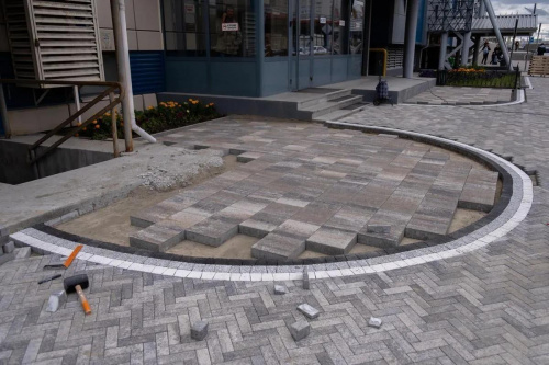 Тротуарная плитка Абрис, Мрамор, Черный, высота 60 мм (73*91; 83*91; 93*91; 103*91; 113*91)