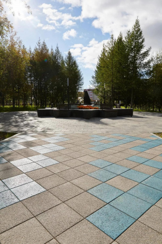 Тротуарная плитка Квадрат, Гранит, Серый, высота 60 мм (300*300)