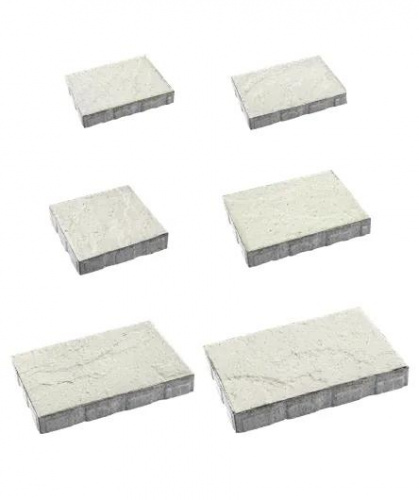 Тротуарная плитка Литос, Гранит, Белый, высота 60 мм (500*300; 450*300; 300*200; 300*300; 400*300; 300*250)