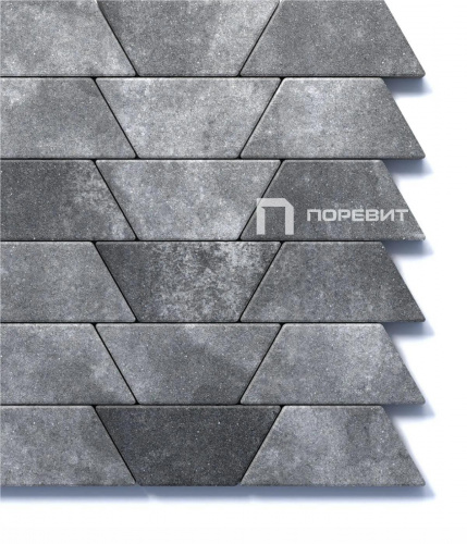 Тротуарная плитка Трапеция, Гладкий, Антрацит, высота 80 мм (400*200*200*200)