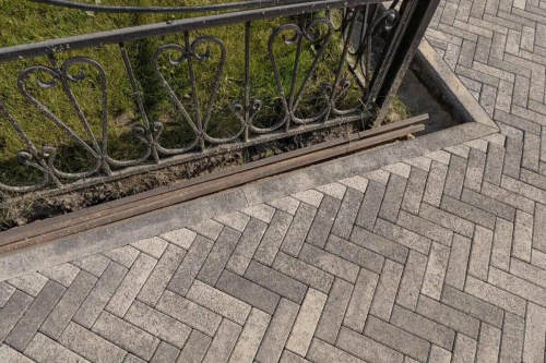 Тротуарная плитка Паркет, Гранит, Антрацит, высота 60 мм (180*60)