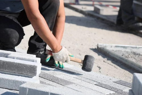 Тротуарная плитка Ригель, Гранит, Серый, высота 80 мм (66*196; 66*266; 66*326; 106*354; 106*446)