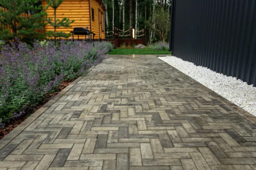 Тротуарная плитка Паркет, Искусственный камень, Шунгит, высота 60 мм (180*60)