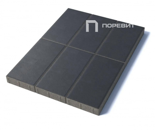 Тротуарная плитка Прямоугольник, Гладкий, Черный, высота 80 мм (600*300)