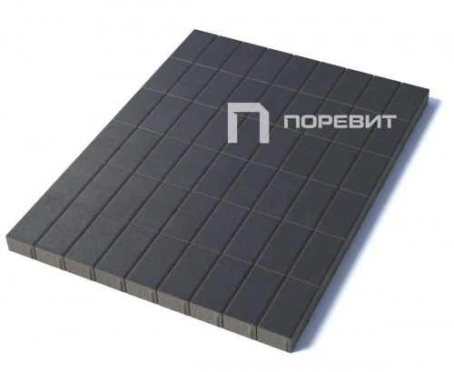 Тротуарная плитка Прямоугольник, Гладкий, Черный, высота 60 мм (100*200)