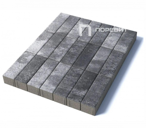 Тротуарная плитка Паркет, Гранит, Антрацит, высота 100 мм (390*130)