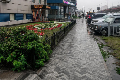 Тротуарная плитка Паркет, Гранит, Антрацит, высота 60 мм (180*60)