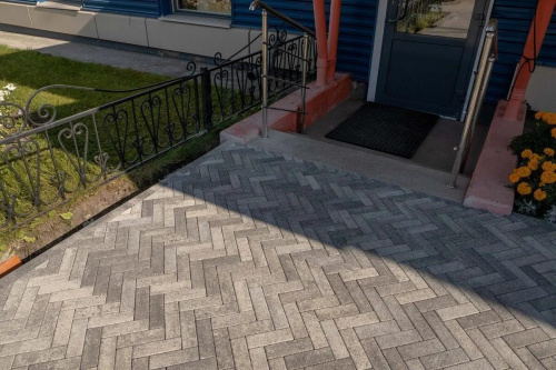 Тротуарная плитка Паркет, Гранит, Антрацит, высота 60 мм (180*60)