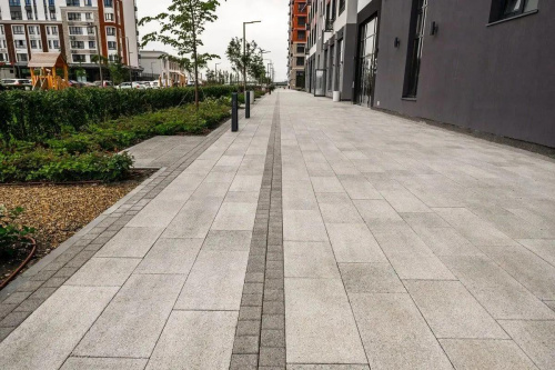 Тротуарная плитка ТРИО, Гранит, Белый, высота 60 мм (600*300; 300*300; 450*300)