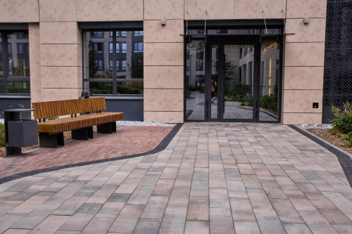 Тротуарная плитка Паркет, Искусственный камень, Шунгит, высота 80 мм (600*200)