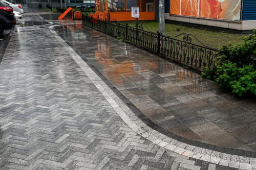 Тротуарная плитка Паркет, Гранит, Антрацит, высота 60 мм (180*60)