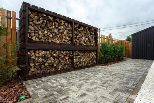 Тротуарная плитка Паркет, Искусственный камень, Шунгит, высота 60 мм (180*60)