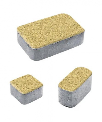 Тротуарная плитка Классико, Гладкий, Желтый, высота 60 мм (115*172; 115*115; 57*115)