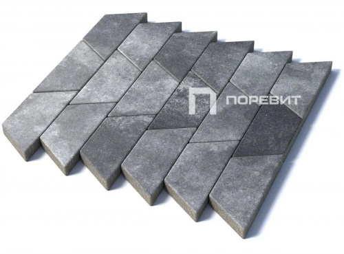 Тротуарная плитка Трапеция, Гладкий, Антрацит, высота 80 мм (400*200*200*200)