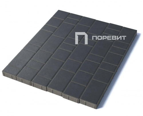 Тротуарная плитка Старый город, Гладкий, Черный, высота 60 мм (160*160; 260*160; 160*100)