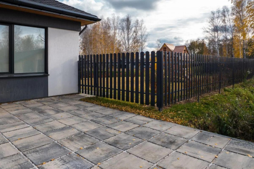 Тротуарная плитка Квадрат, Гладкий, Антрацит, высота 60 мм (500*500)