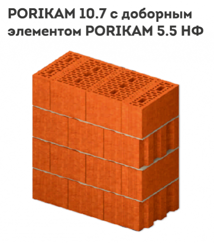 Керамический блок Porikam 10,7НФ
(250ПГ*380*219) М-100
